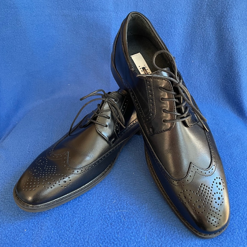 Joseph Abboud Black Leather Oxford Shoes Wingtip NWOB